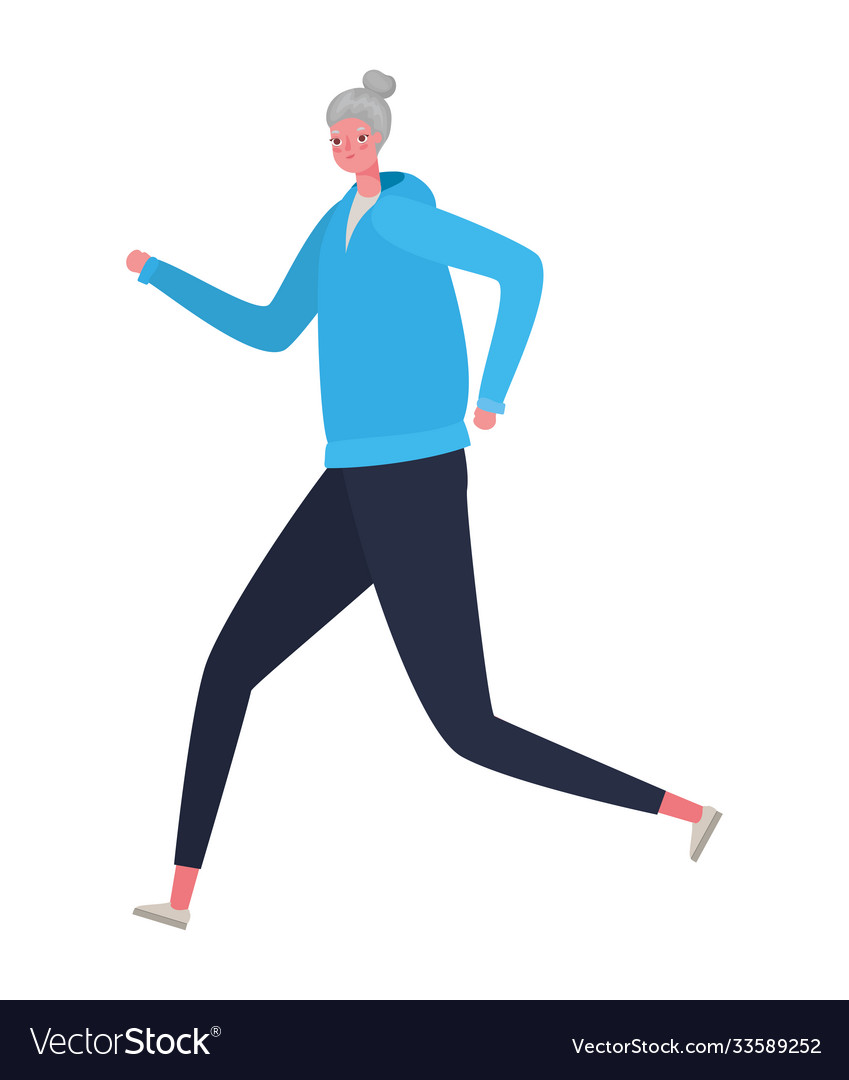 Senior woman cartoon with sportswear running