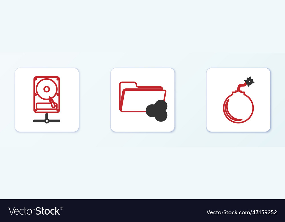 Set line bomb ready to explode hard disk drive vector image Set line bomb ready to explode hard disk drive