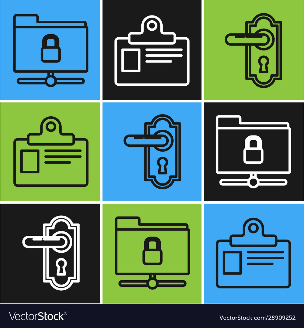Set line ftp folder and lock door handle vector image Set line ftp folder and lock door handle