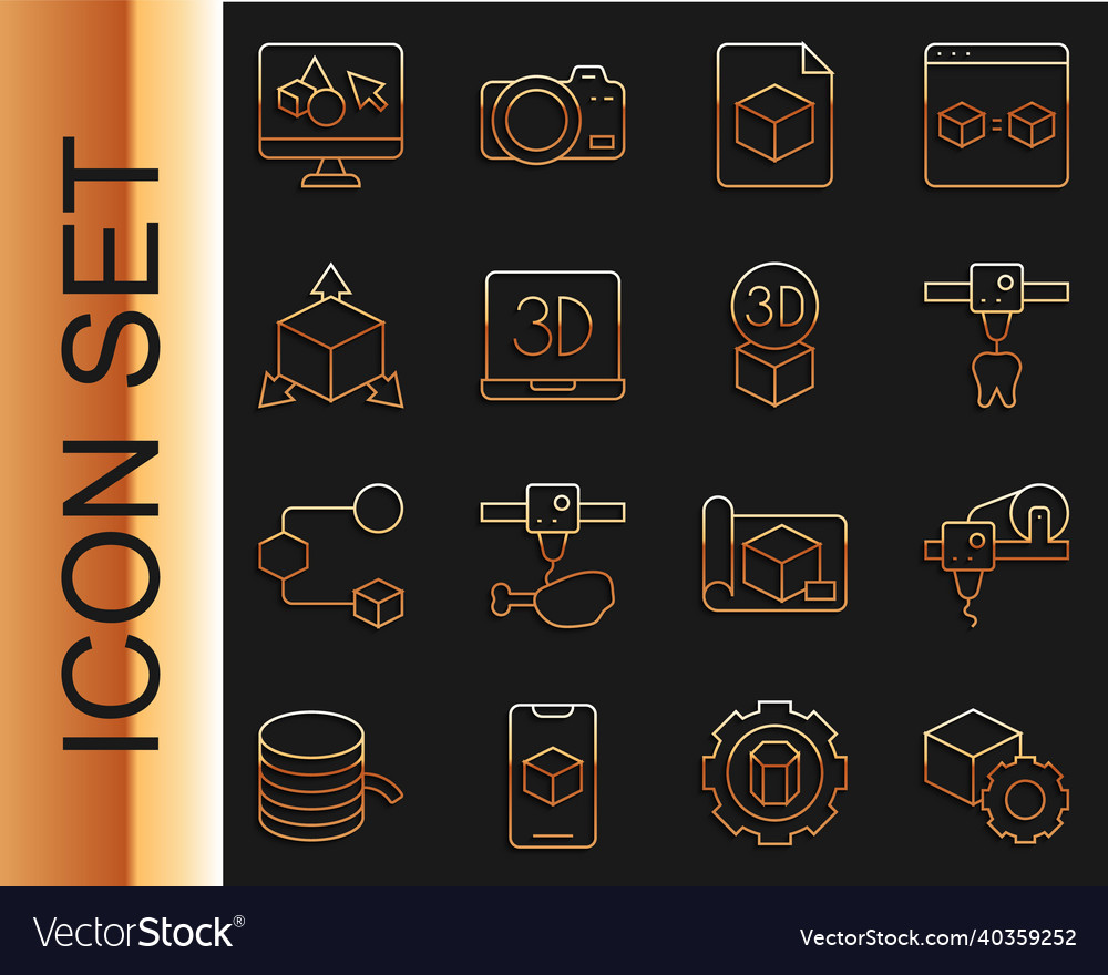 Set line isometric cube 3d printer tooth file vector image Set line isometric cube 3d printer tooth file