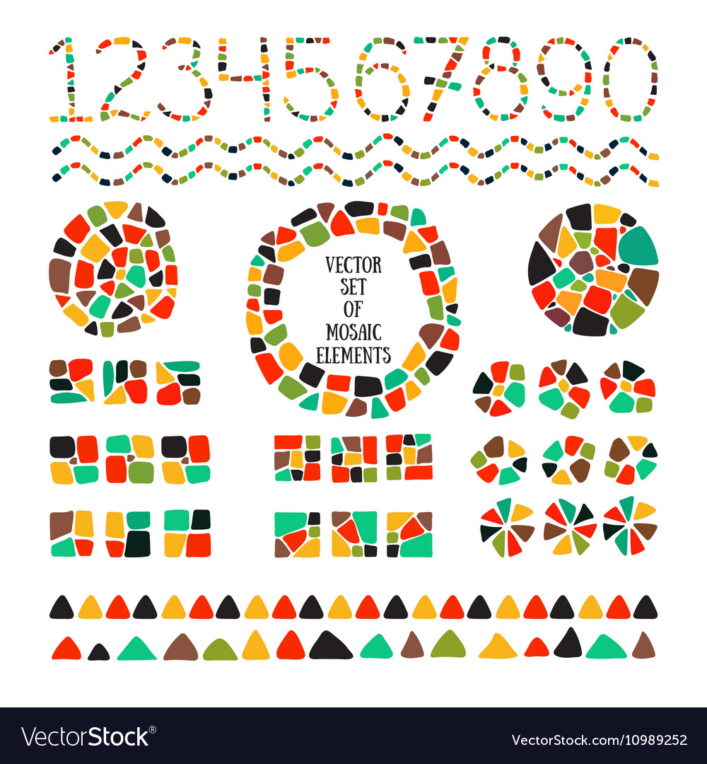 Set of mosaic design elements