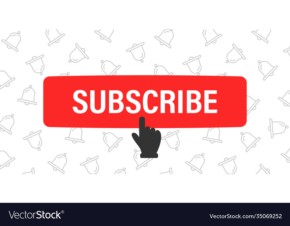 Subscribe button and hand cursor with bells