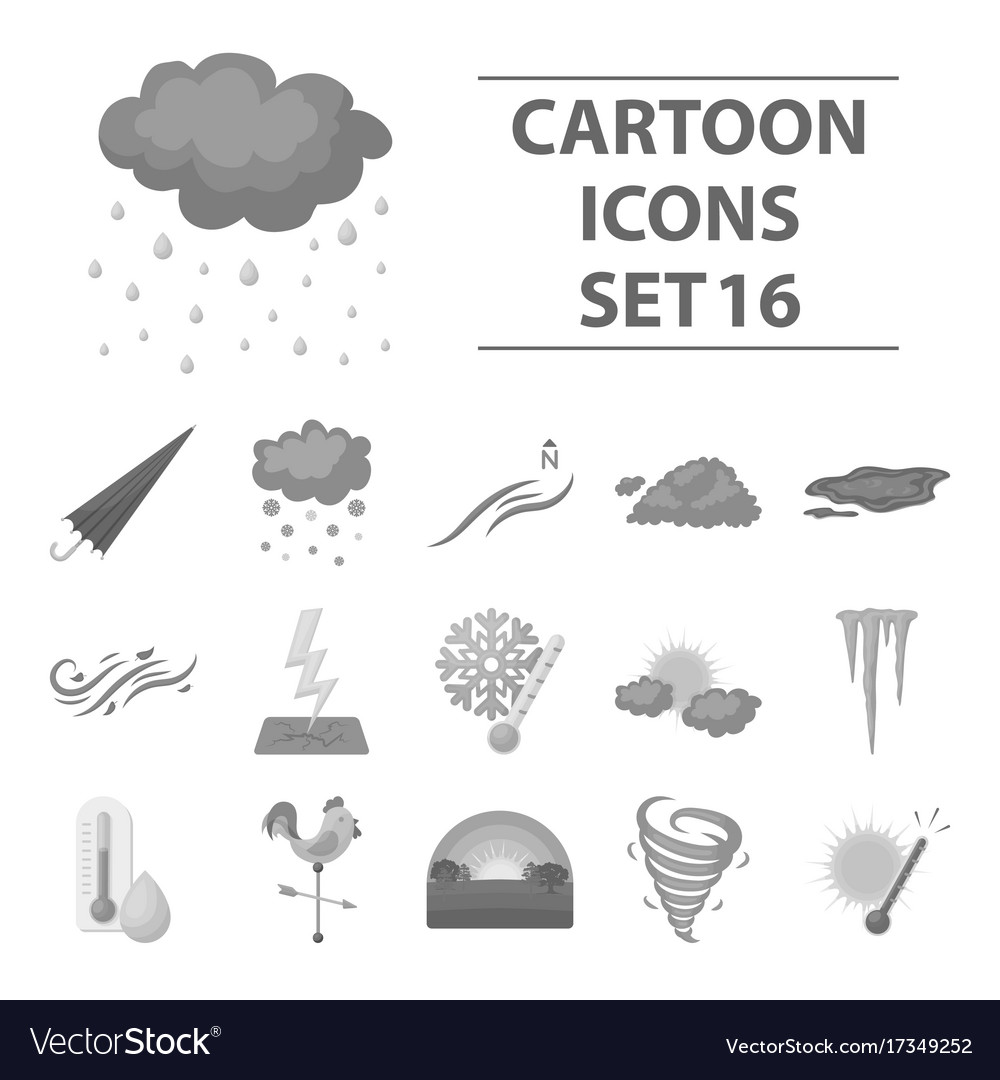 Weather set icons in monochrome style big