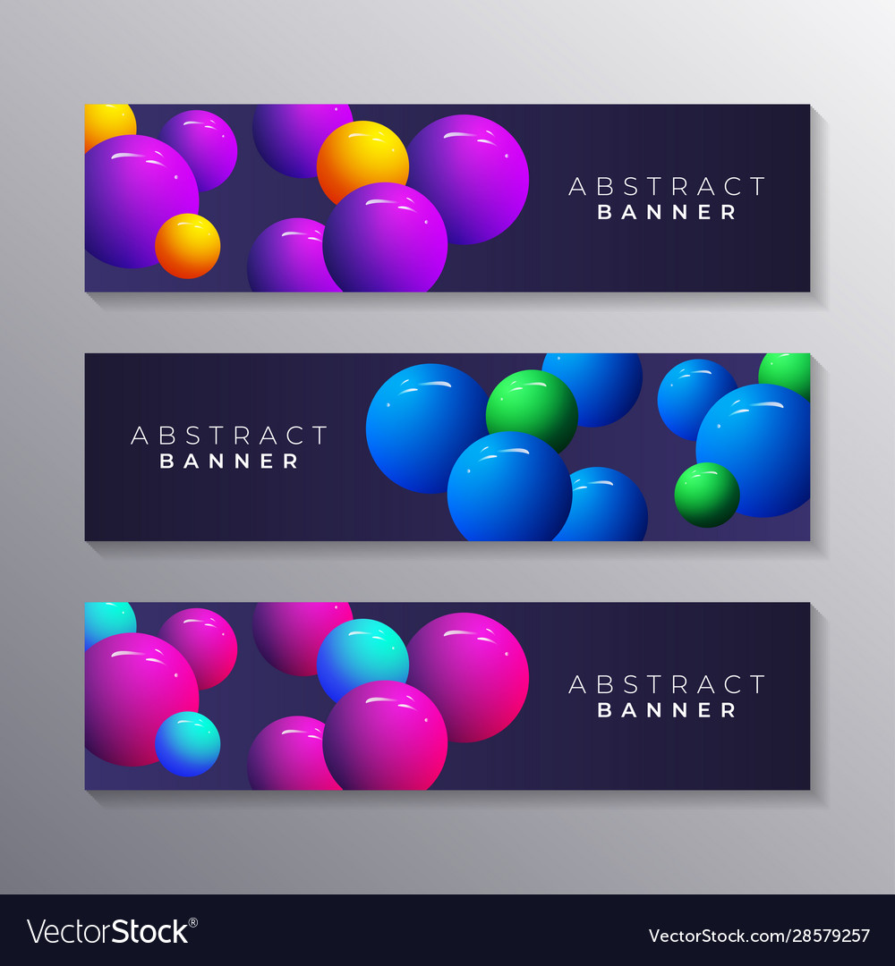 Abstract banner template set dynamic 3d sphere Vector Image Abstract banner template set dynamic 3d sphere