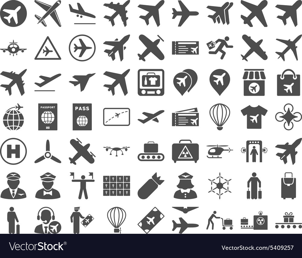 Aviation icon set Royalty Free Vector Image - VectorStock