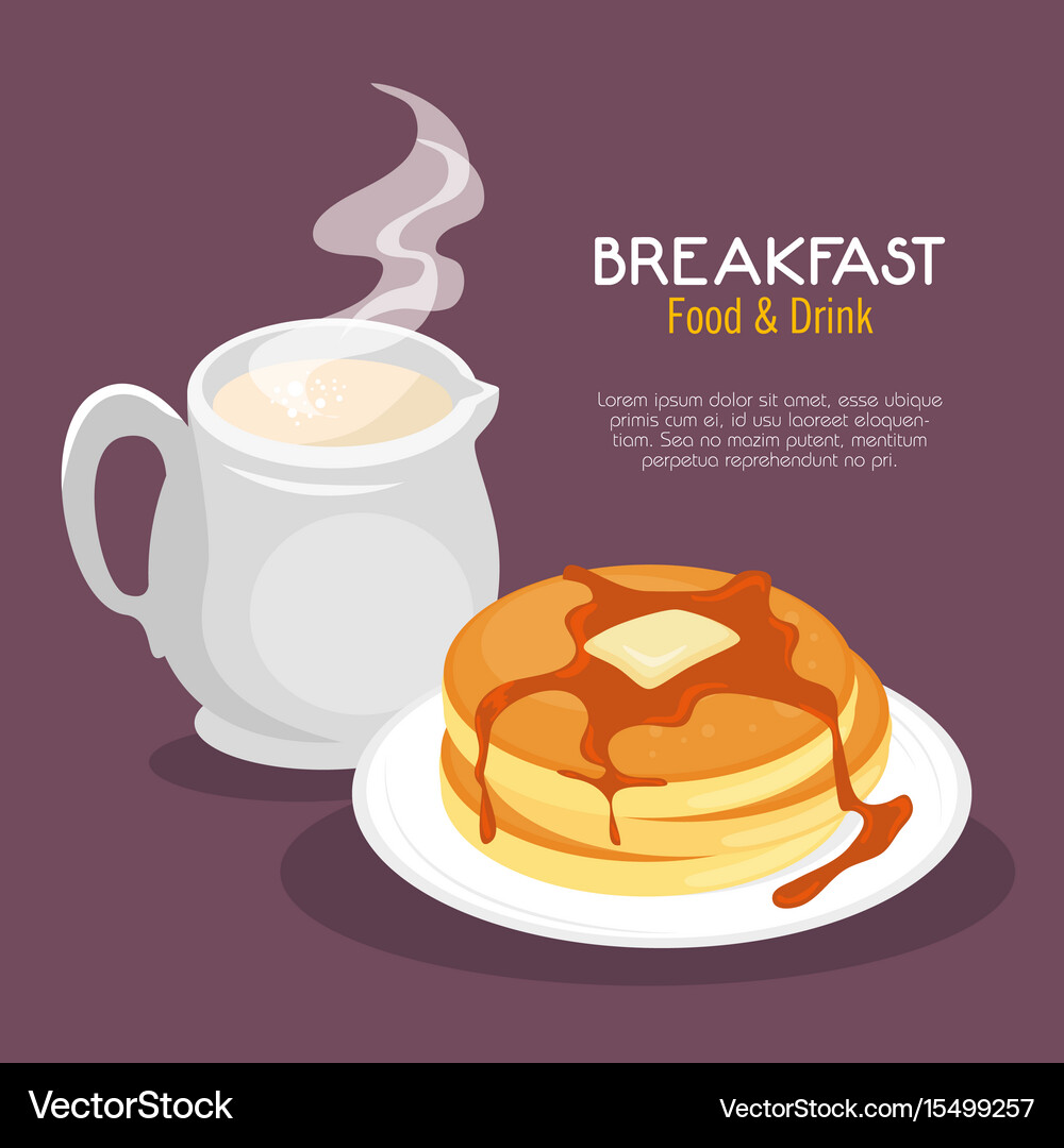 Breakfast concept with food and drinks Royalty Free Vector