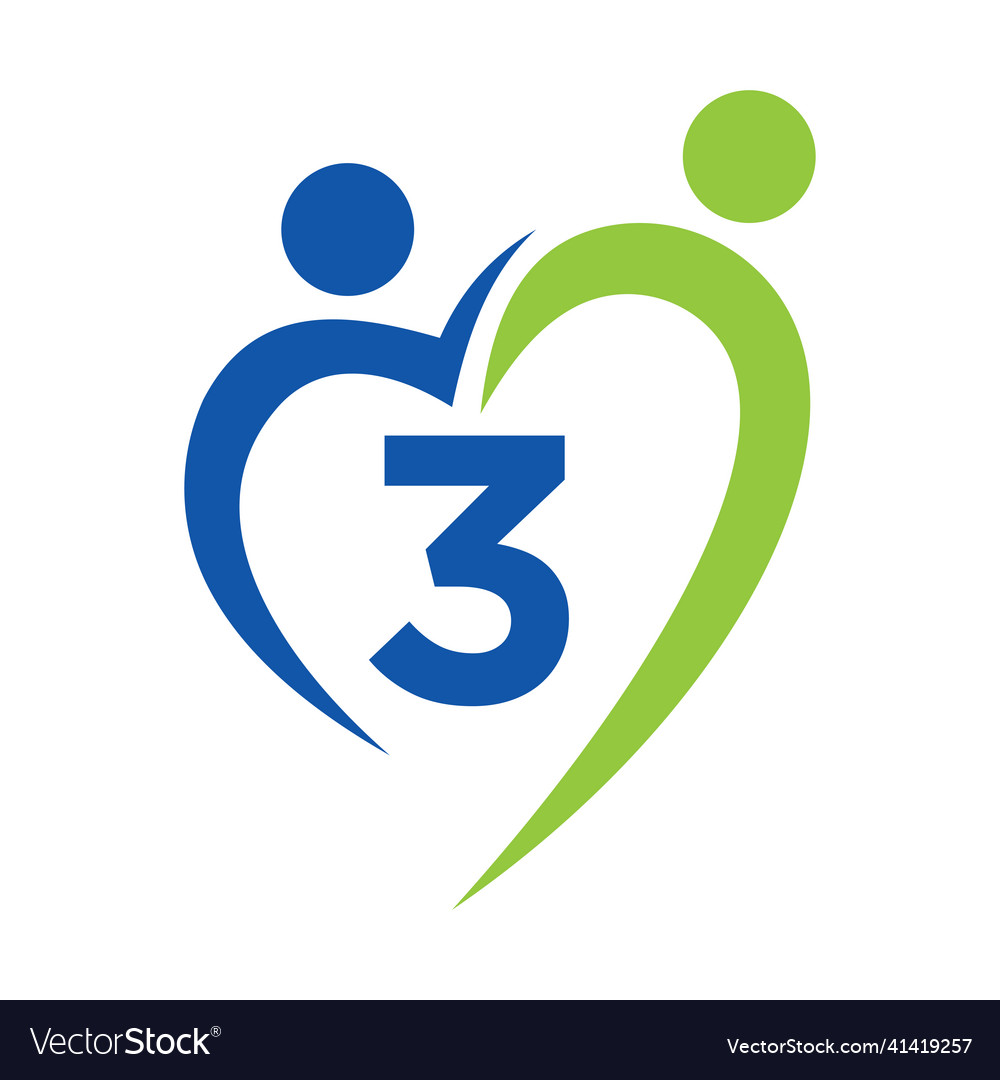 Community care logo on letter 3 template teamwork