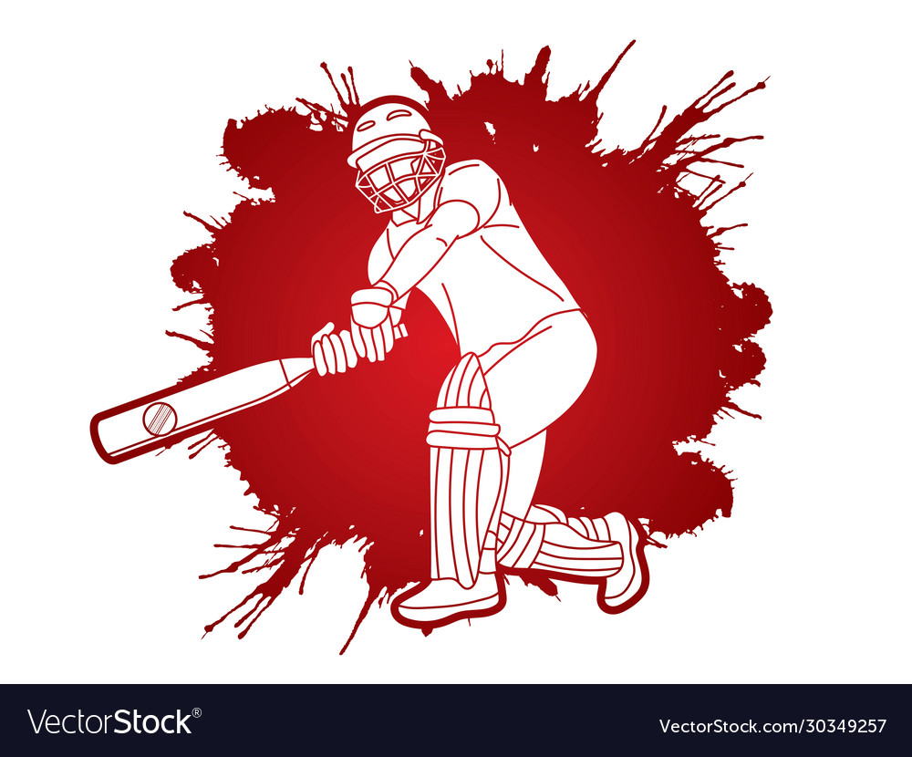 Cricket player action cartoon sport graphic Vector Image