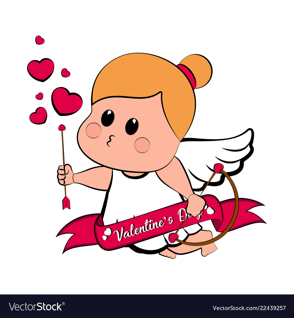 Cute cupid girl icon with bow and arrows Vector Image