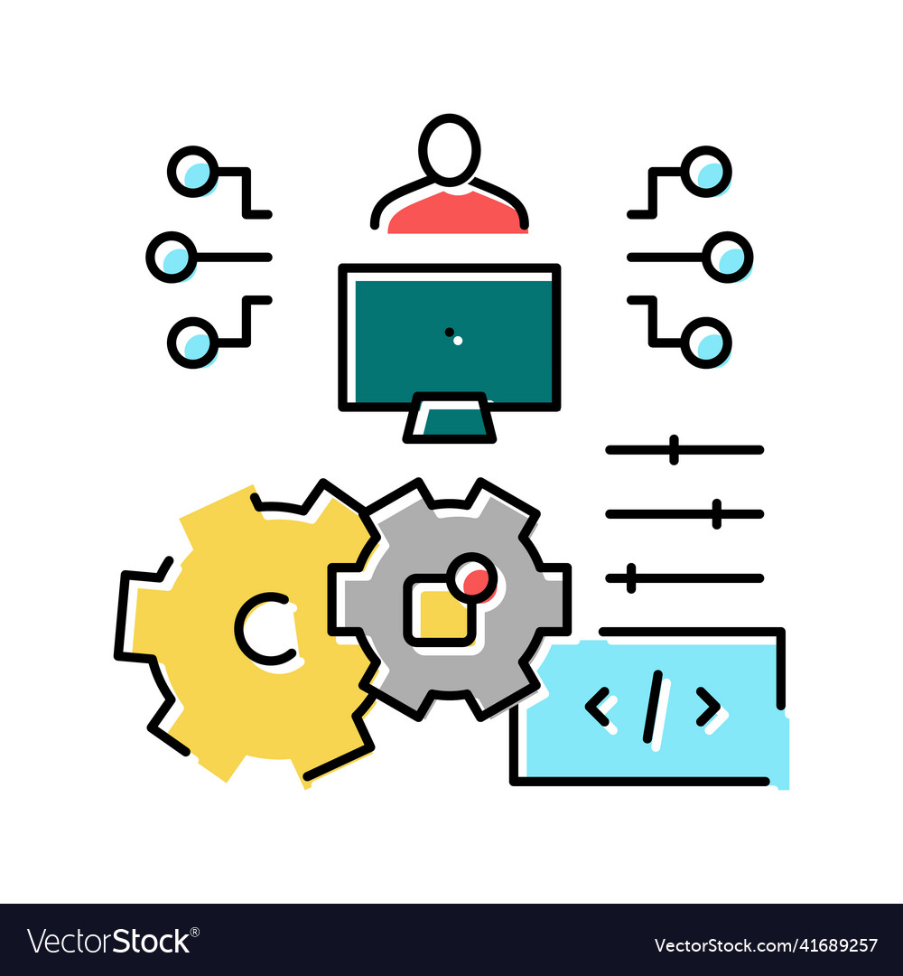 Development erp software color icon vector image Development erp software color icon