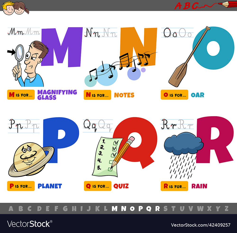 Educational cartoon alphabet letters for children Vector Image