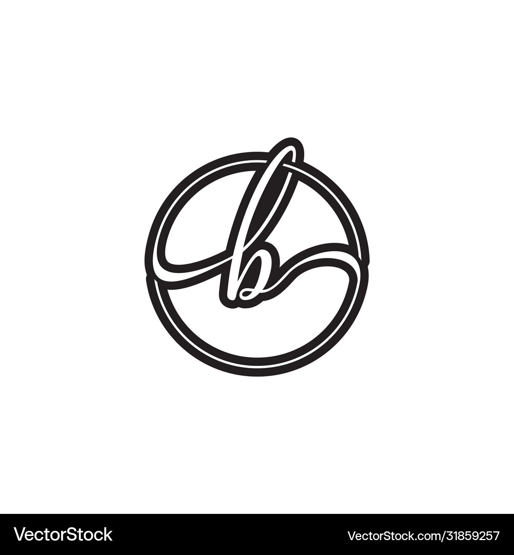 Elegant Script B Circle Logo Royalty Free Vector Image