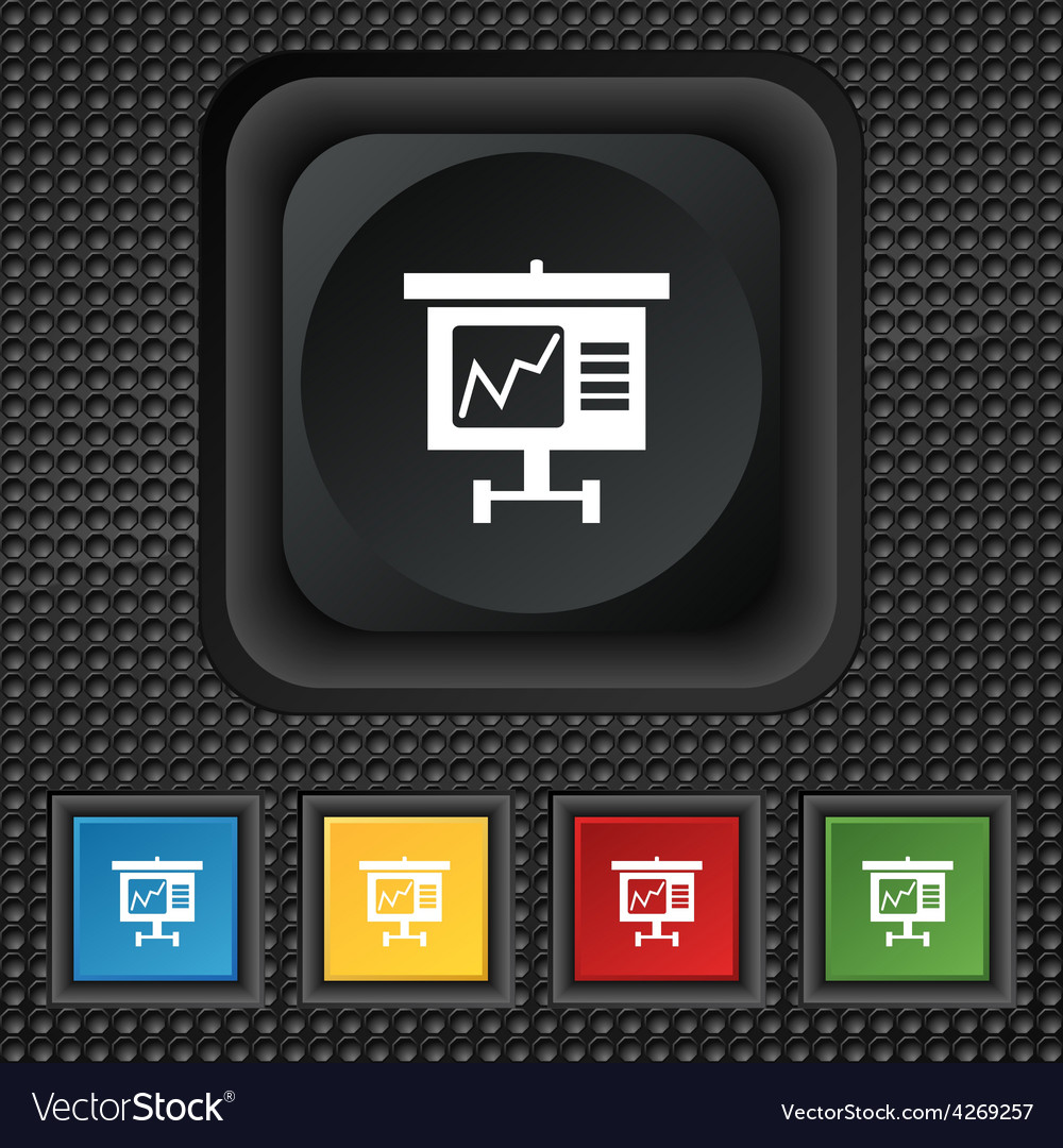 Graph icon sign symbol squared colourful buttons