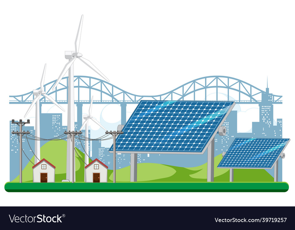 Green energy generated by wind turbine and solar