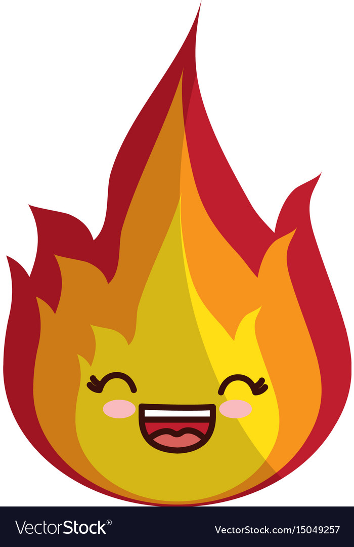 Kawaii fire flame icon Royalty Free Vector Image