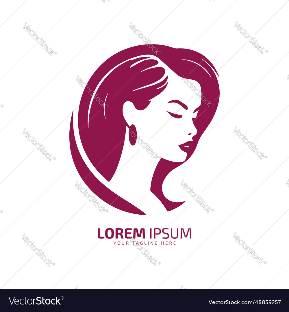 Lady silhouette in minimal art style logo Vector Image