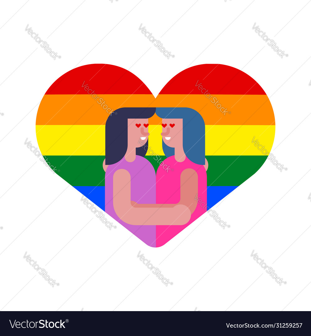 Lesbian lovers in heart couple two girls lgbt Vector Image