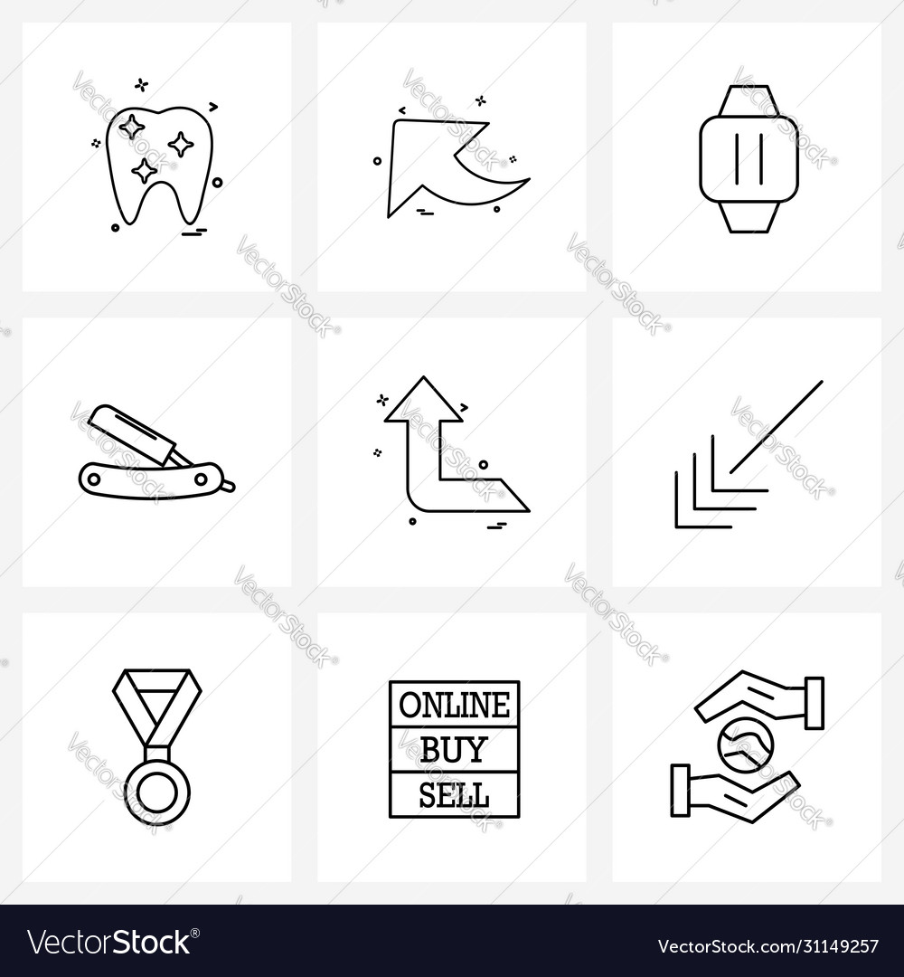 Modern style set 9 line pictograph grid based