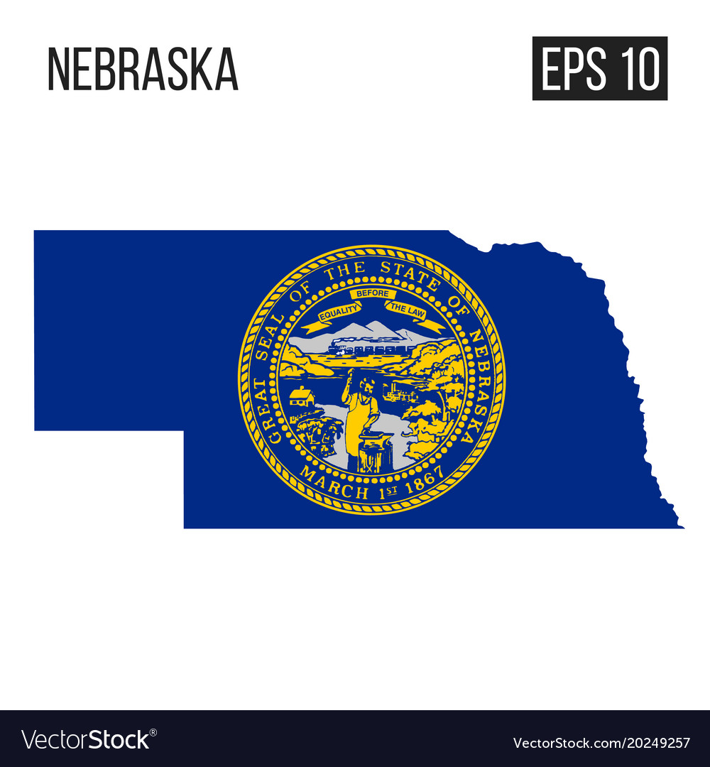 Nebraska map border with flag eps10