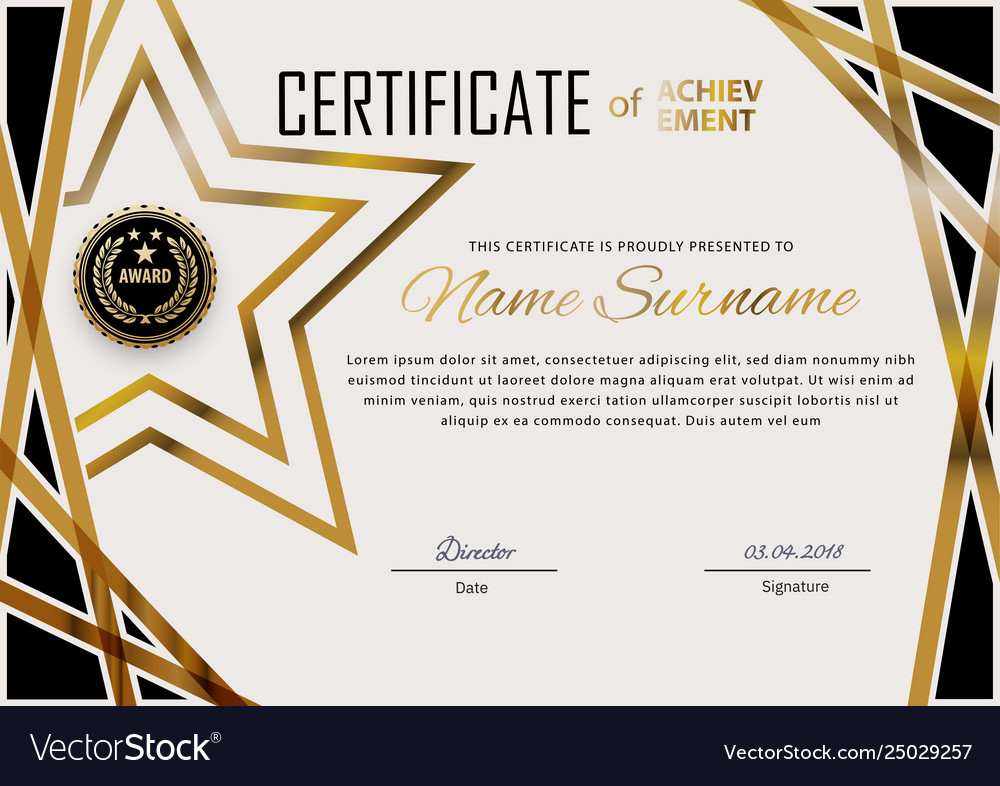 Official certificate with blue design elements Vector Image