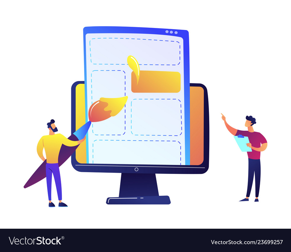 Programmierer zeichnen Web-Seitenelemente mit Pinsel
