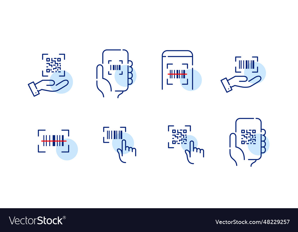 Scan qr codes and bar with mobile phone app vector image Scan qr codes and bar with mobile phone app