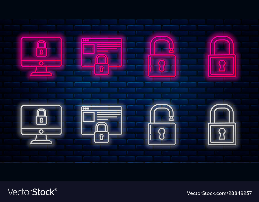 Set line secure your site with https ssl open vector image Set line secure your site with https ssl open