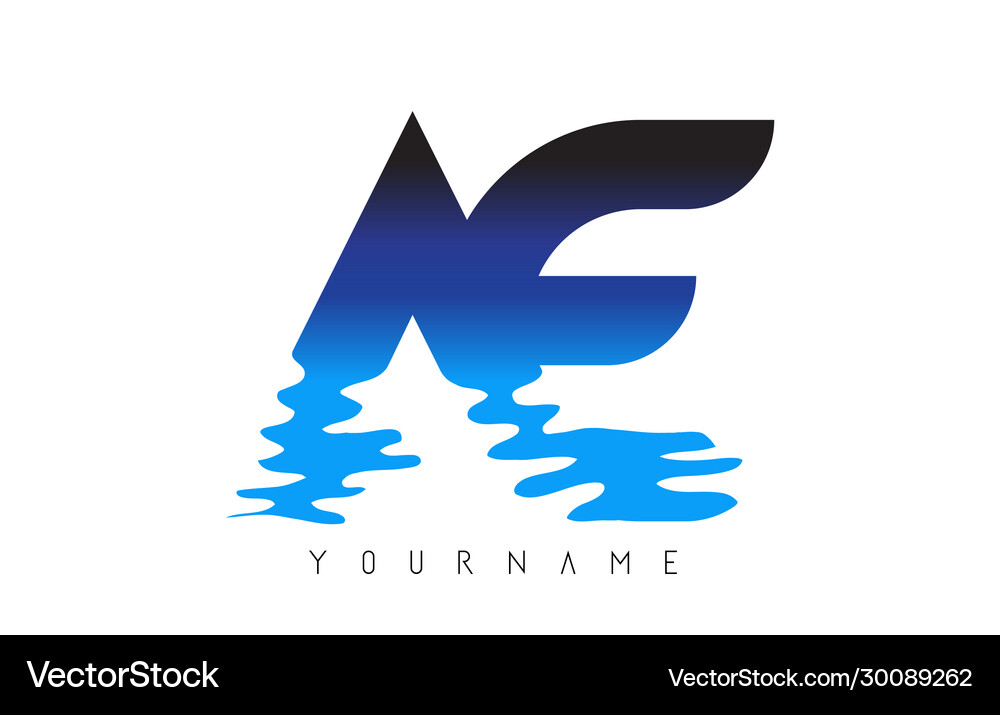 Ae A E Letter Logo Design With Water Effect And Vector Image