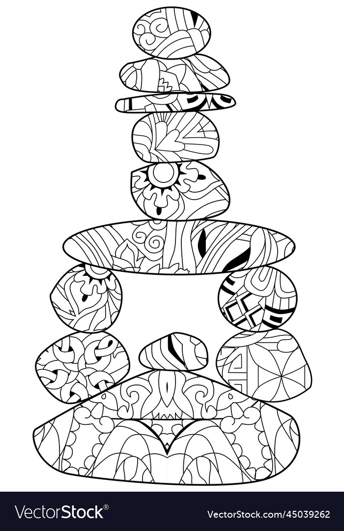 Balance aus dekorativen Steinen zur Färbung vector image Balance aus dekorativen Steinen zur Färbung