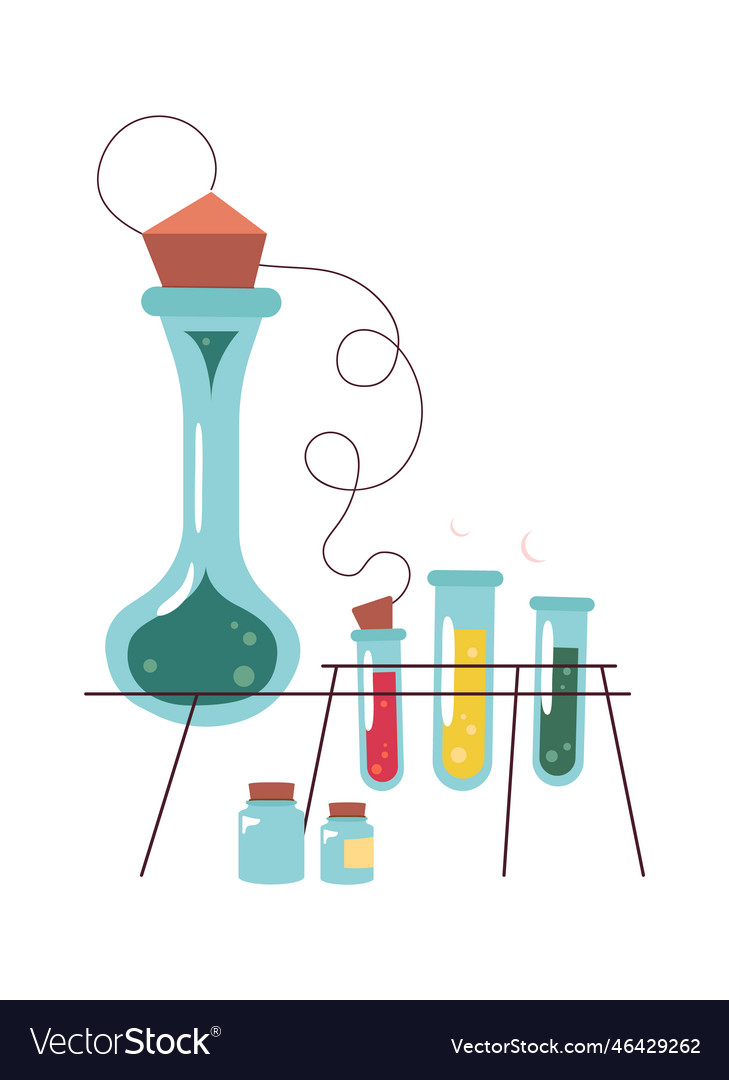 Chemistry lab test tube with reaction Royalty Free Vector