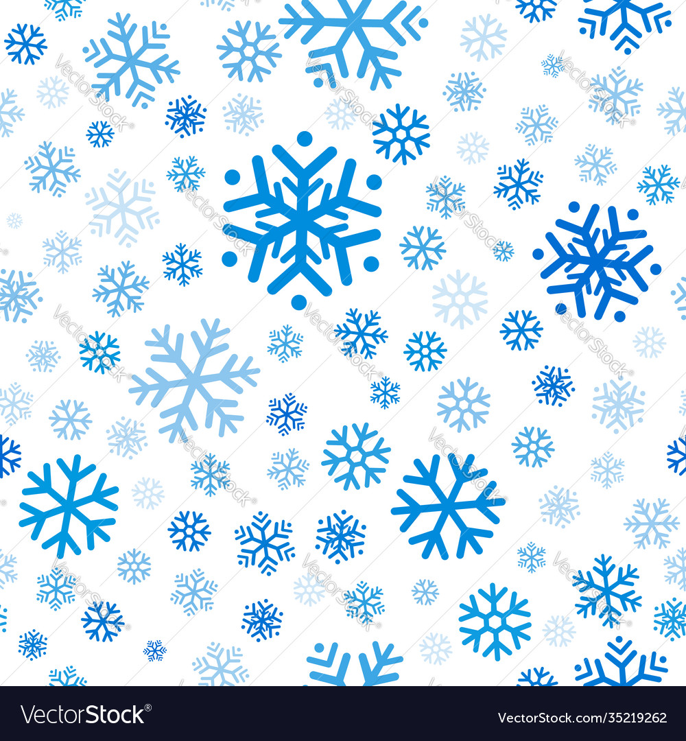 Flying blue snowflakes snow seamless pattern Vector Image