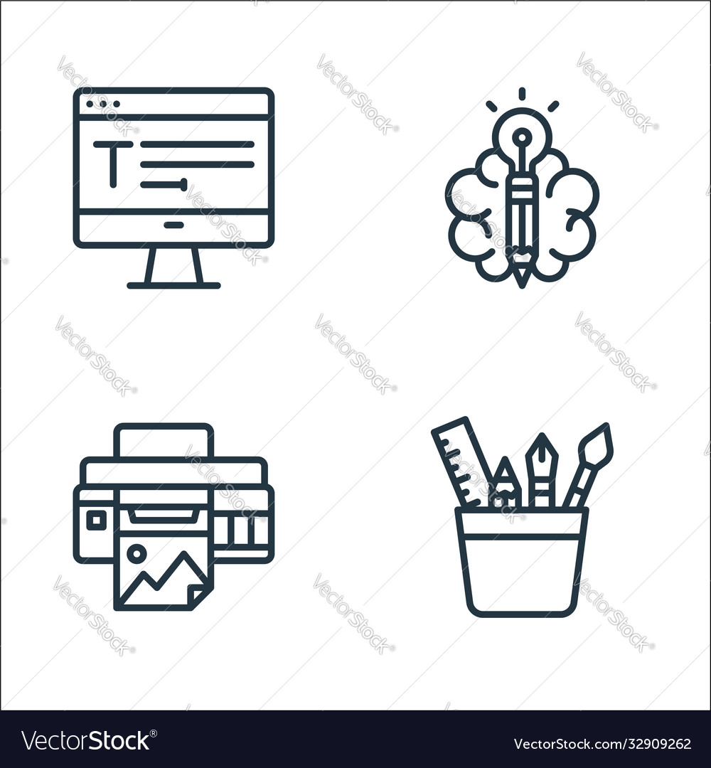 Graphic design line icons linear set quality vector image Graphic design line icons linear set quality