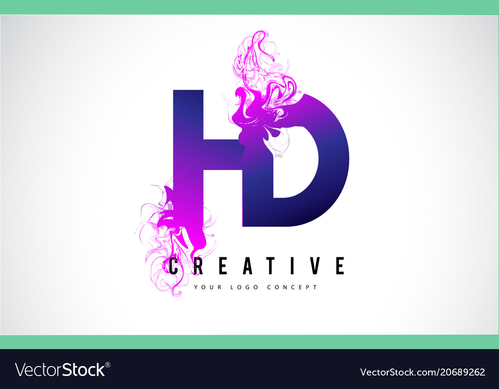 Hd H D Purple Letter Logo Design With Liquid Vector Image