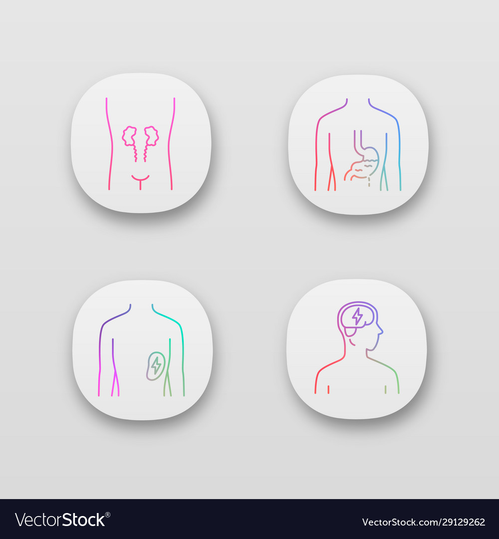 Ill human organs app icons set uiux user