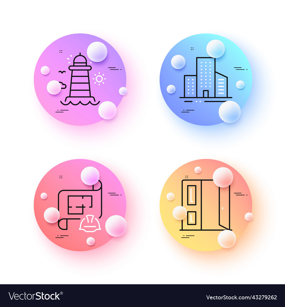 Lighthouse engineering plan and open door minimal Vector Image