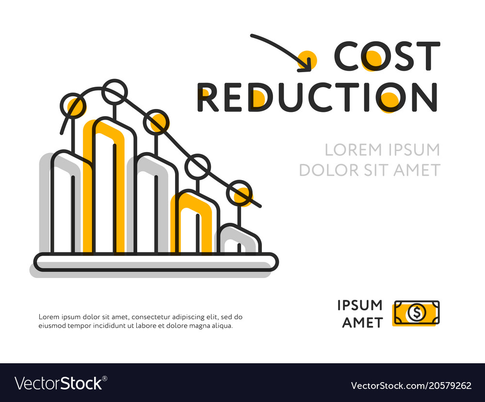 Lowering Infographic Chart Showing Cost Reduction Vector Image