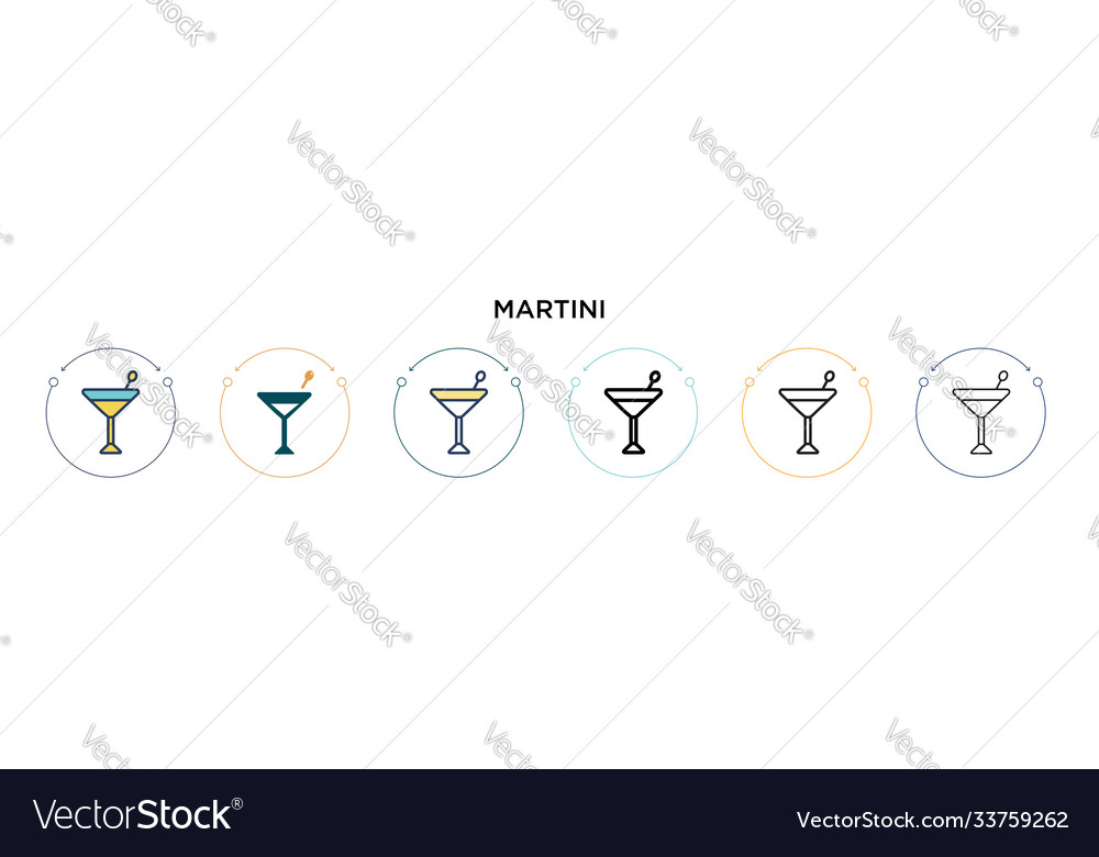 Martini icon in filled thin line outline