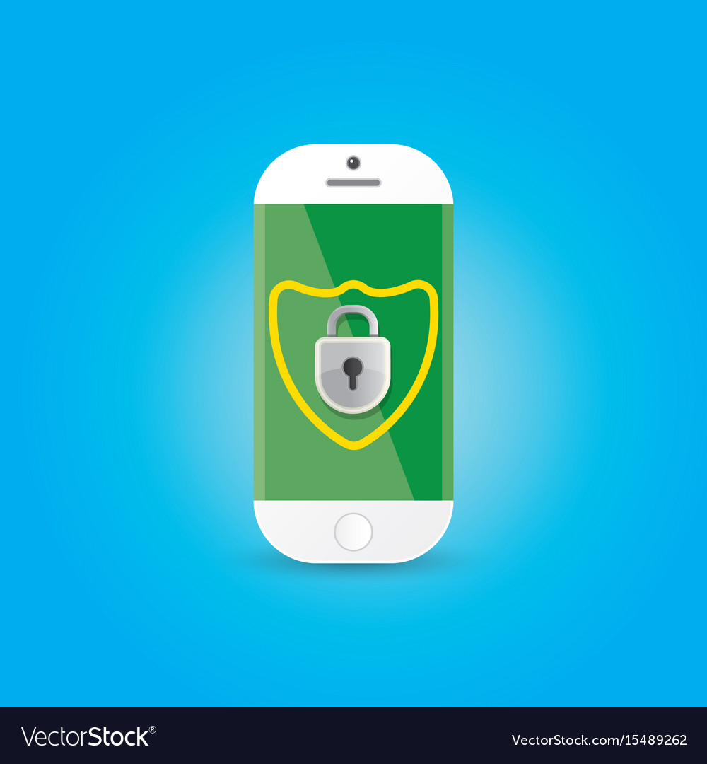 Mobile security app screen with shield and lock