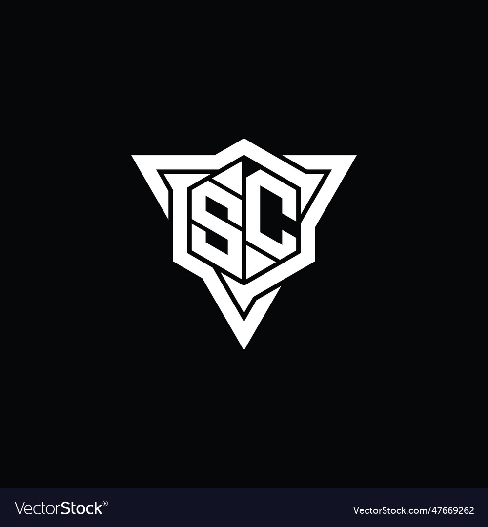 Sc logo monogram hexagon shape with triangle