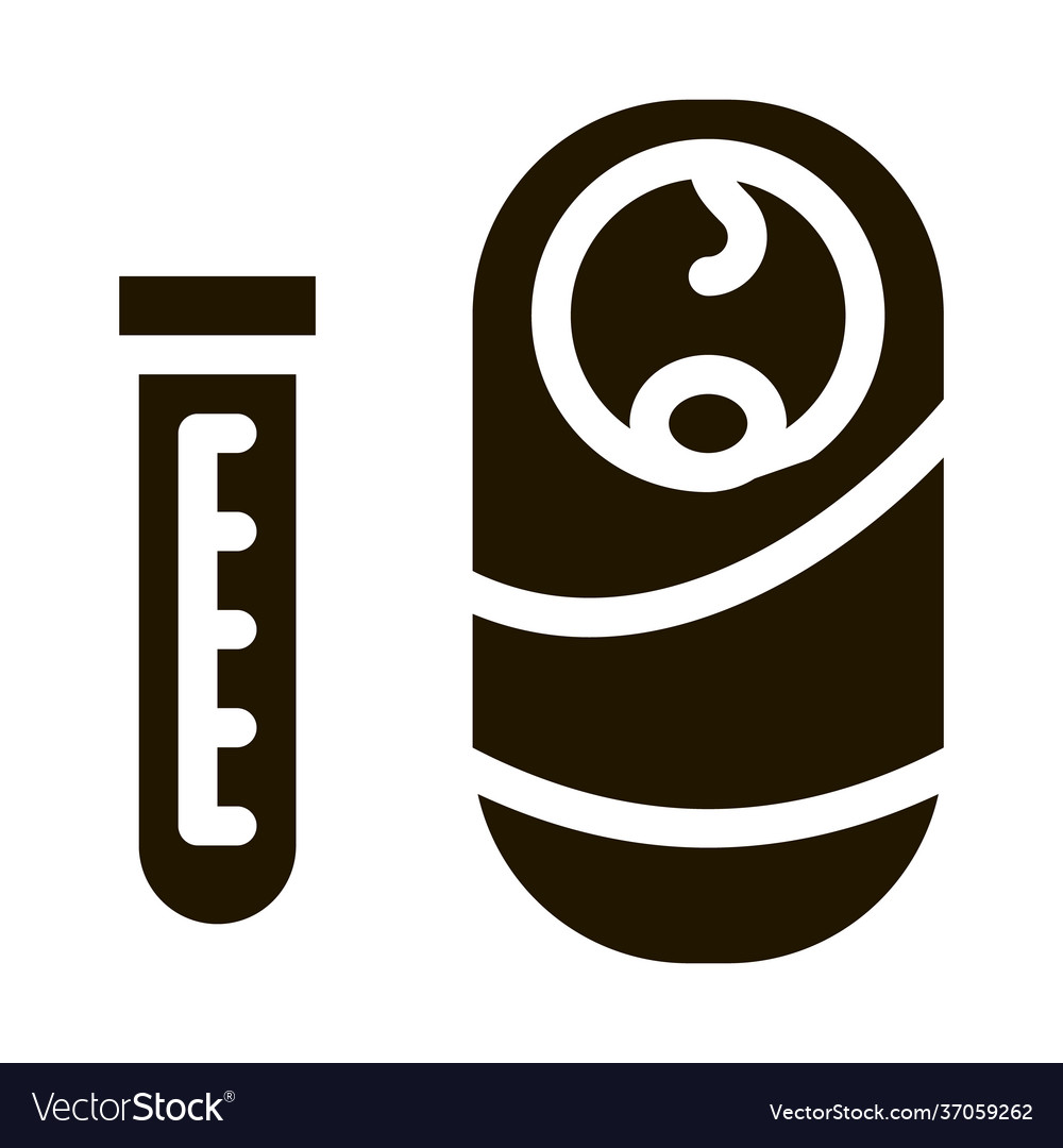 Test tube and baby icon glyph