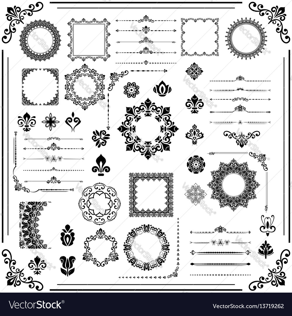 Vintage set of horizontal square and round Vector Image