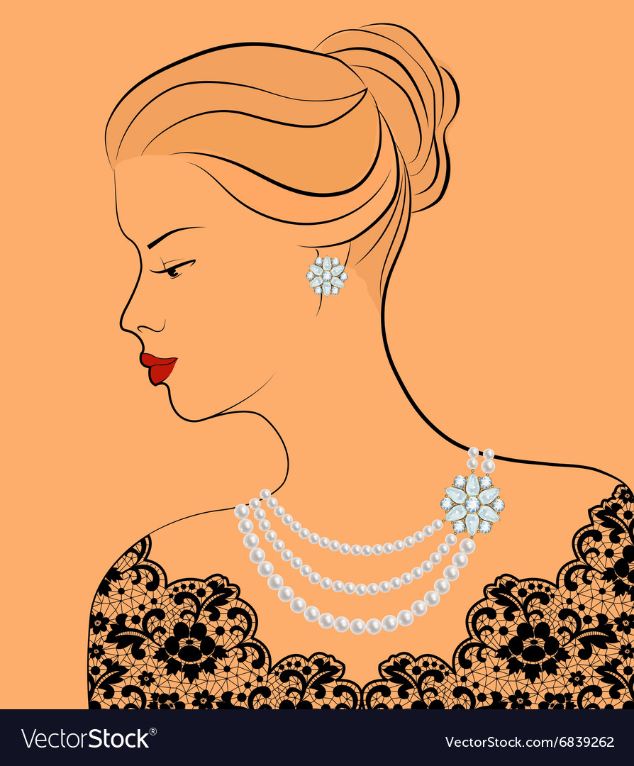 Woman with pearl jewelry Royalty Free Vector Image