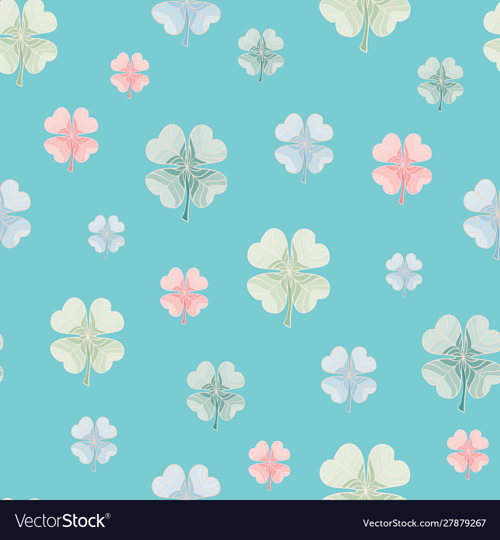 Clovers in blue repeat pattern print Vector Image Clovers in blue repeat pattern print