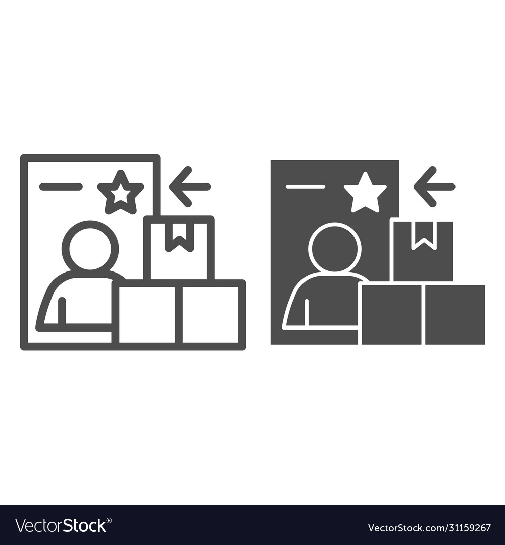 Courier report document and boxes line solid