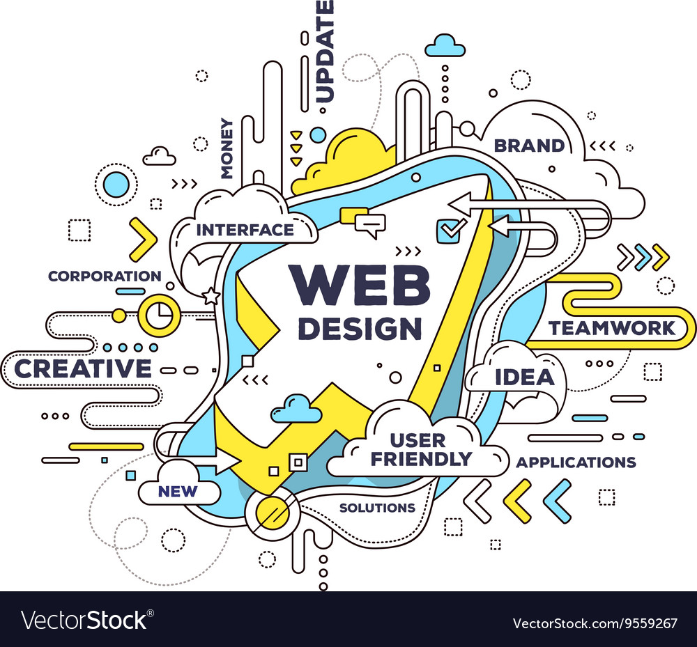 Creative of web design with cursor and tag c