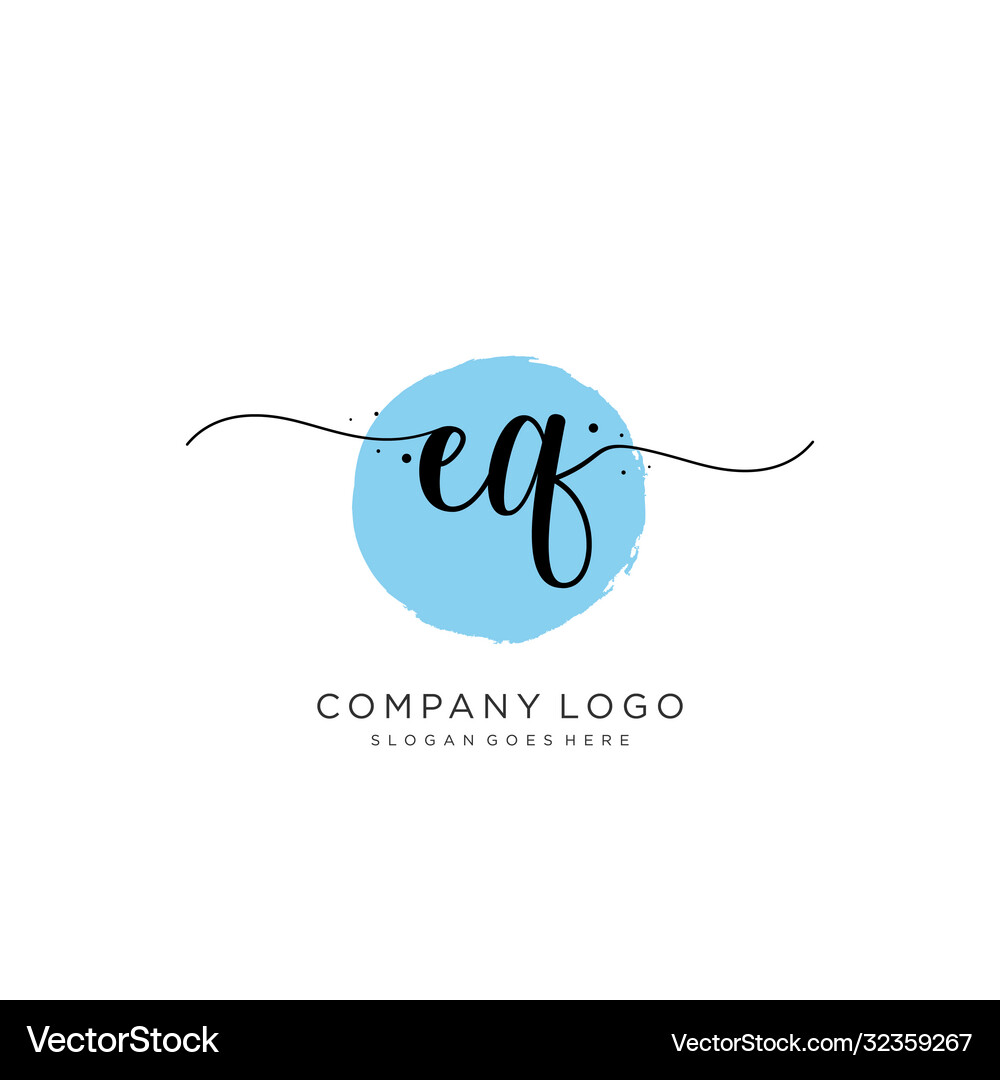 Eq initial handwriting logo design Royalty Free Vector Image