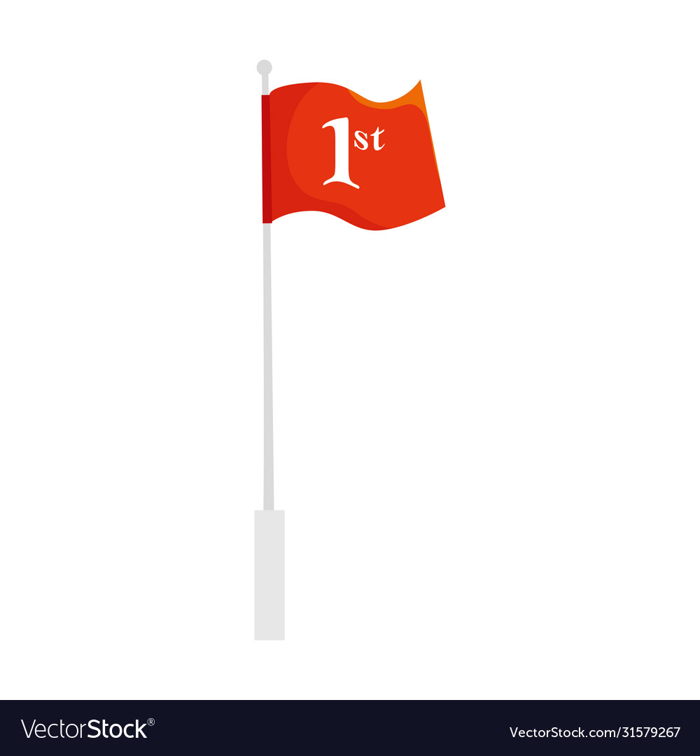 Flag location with number one isolated icon