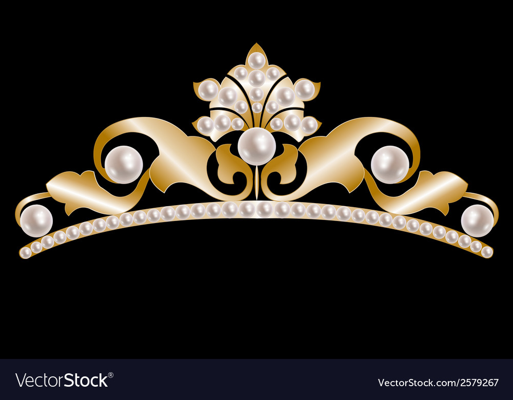 Gold tiara with pearls Royalty Free Vector Image