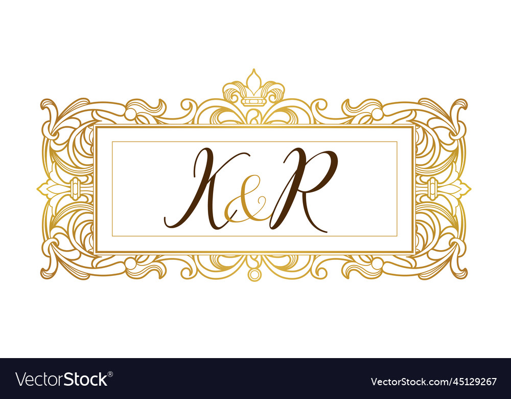 Golden elements monogram identity for design vector image Golden elements monogram identity for design