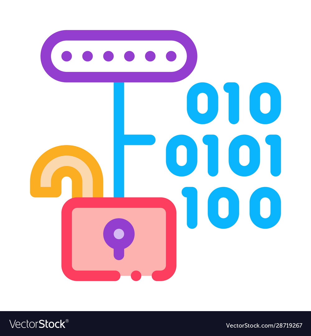 Hacking binary code icon outline vector image Hacking binary code icon outline